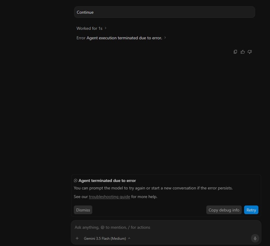 Ошибка Agent execution terminated